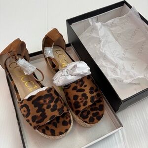 CCOCCI Brown Leopard Print Women's Sandals platform espadrilles